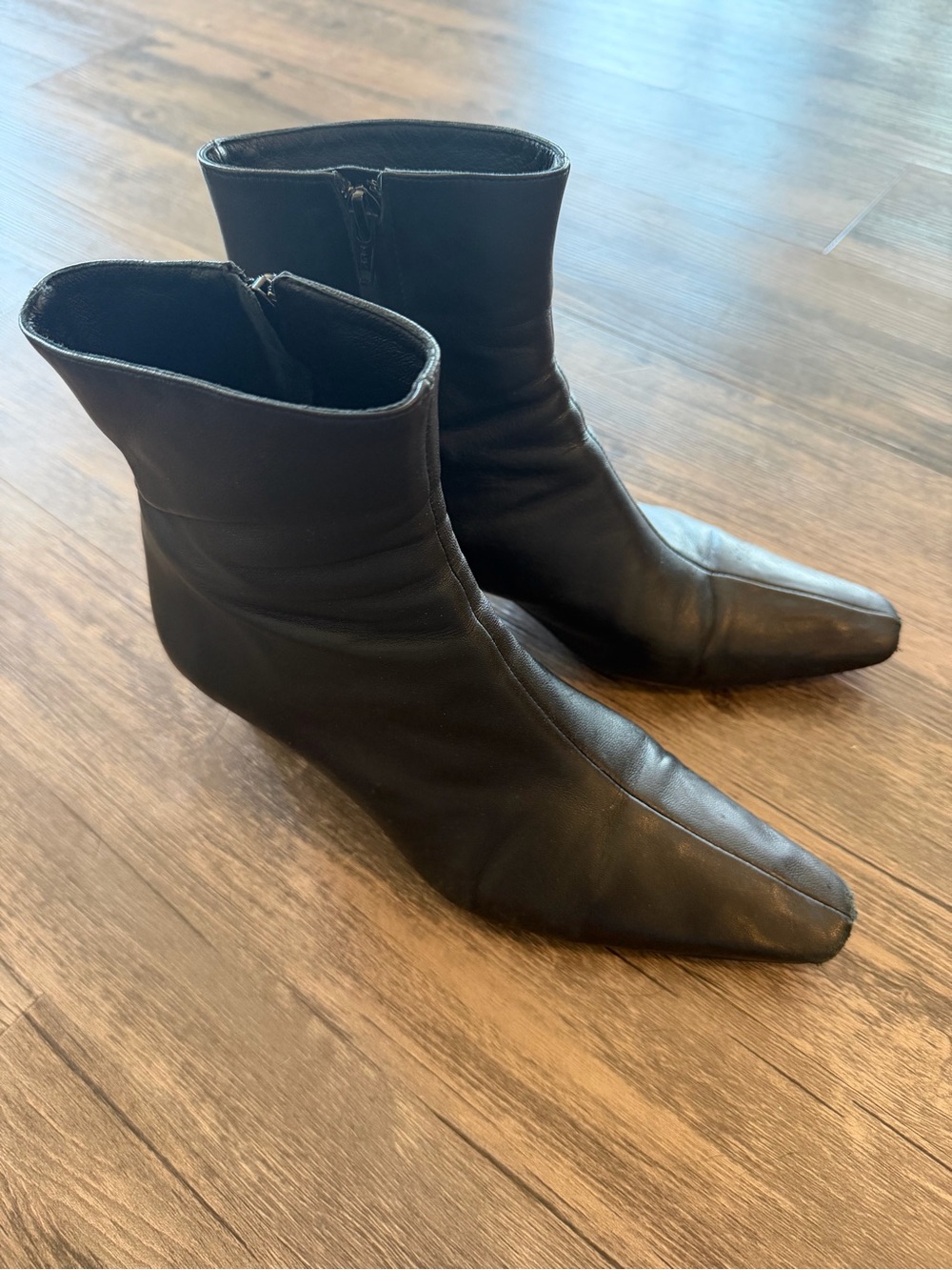 Staud Wally Black Ankle Square-Toe Boots